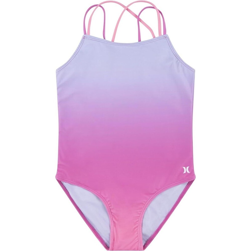 Hurley Big Girls' One Piece Swimwear China Rose Ombre UPF 50+ Sz 10 NWT